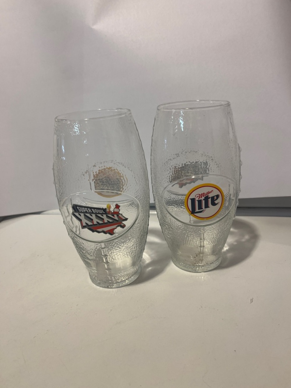 Miller Lite & Super Bowl Branded Pilsner Style Glasses - Clear